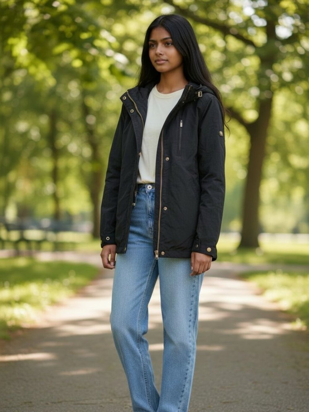 Eddie Bauer Black Utility Jacket - Weather Resistant - Size M - Canvas Texture